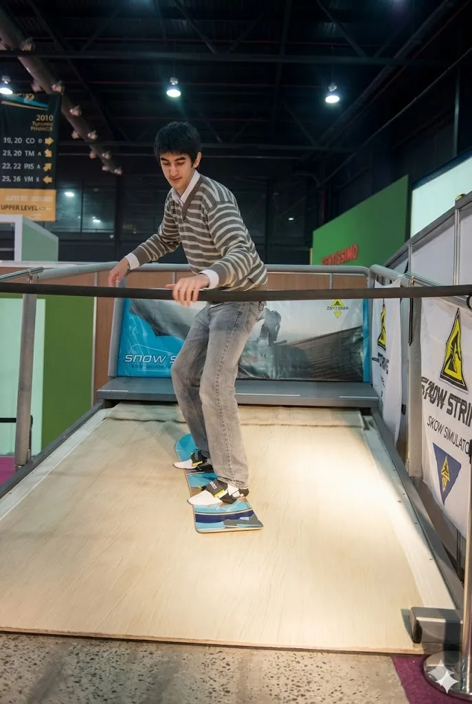 Snowboard simulator for trade shows and events